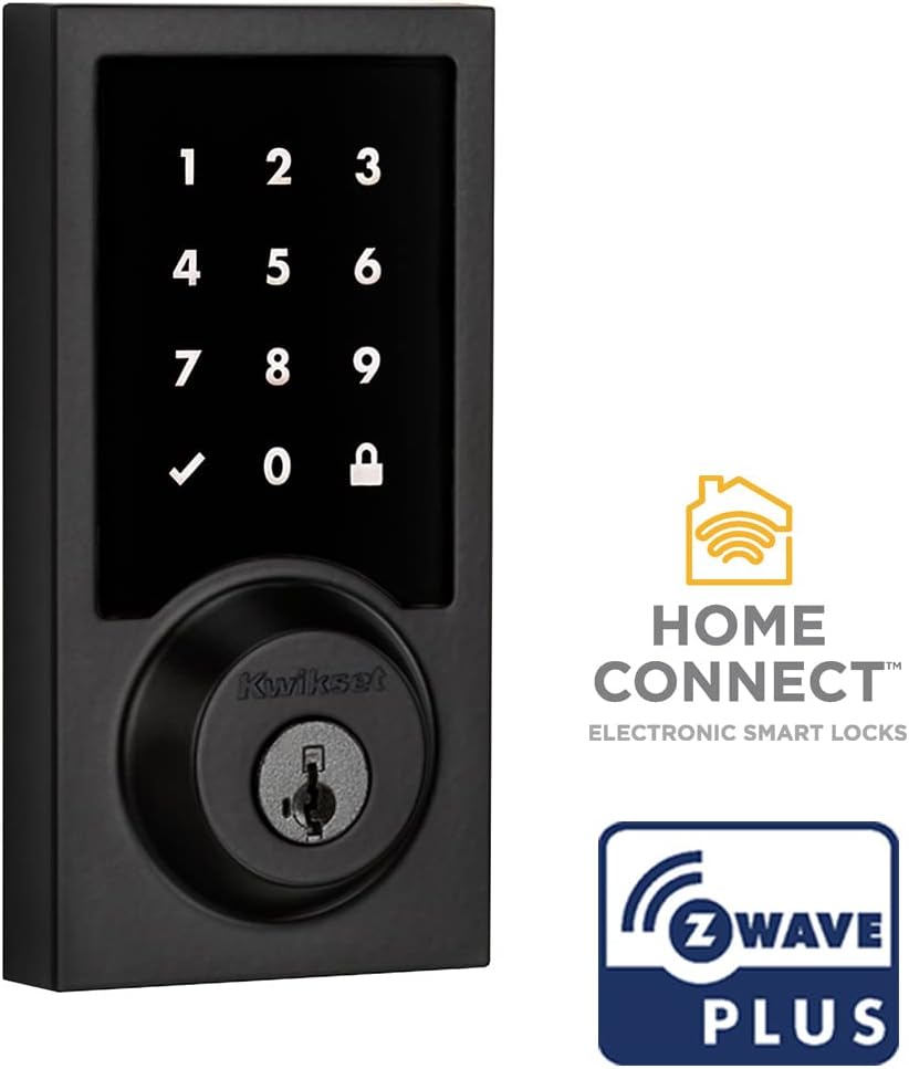 Weiser Zwave Plus Contemporary Touch Screen Deadbolt Lock, Iron Black