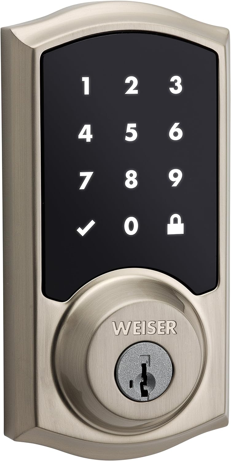 Weiser Zwave Plus Traditional Touch Screen Deadbolt Lock, Satin Nickel