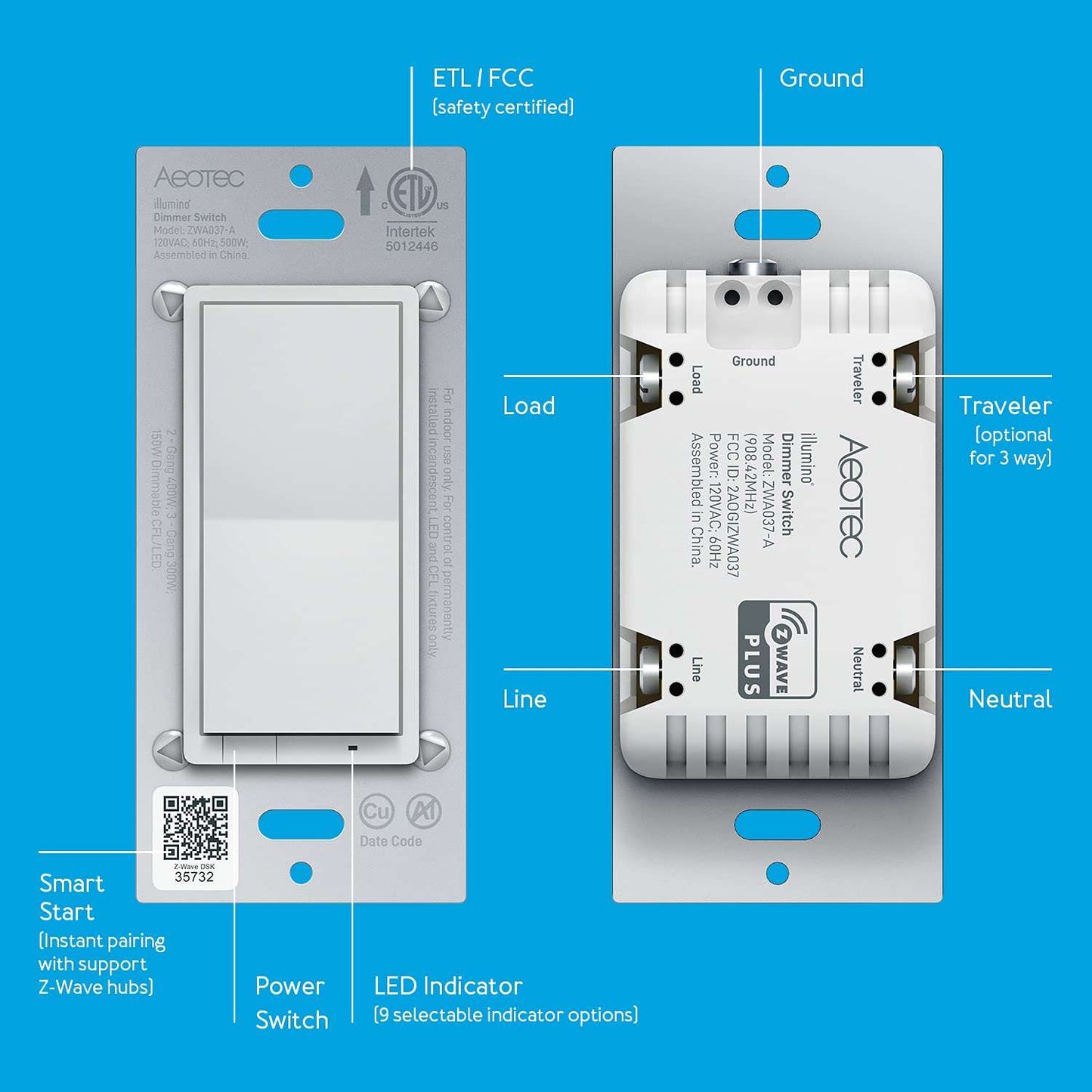Aeotec Illumino ZWave 700 Wall Dimmer