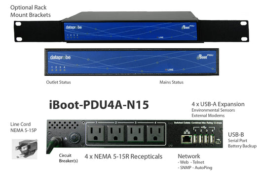 Dataprobe iBoot-PDU4A-N15 Switched PDU 4 Outlet 15A