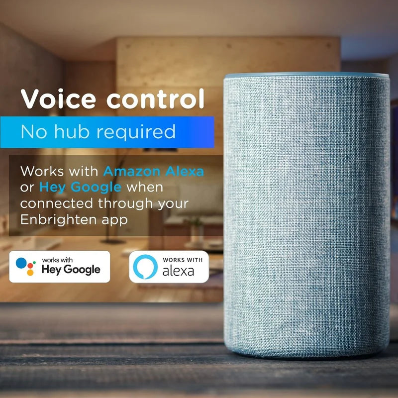 Enbrighten 54525 WiFi Controlled Surge Protector Power Bar, 3 FT Extension Cord, Black