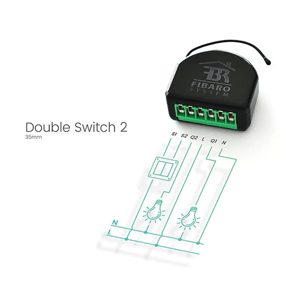 FIBARO Double Switch 2 Zwave Micro Module with Energy Monitoring - evergreenly