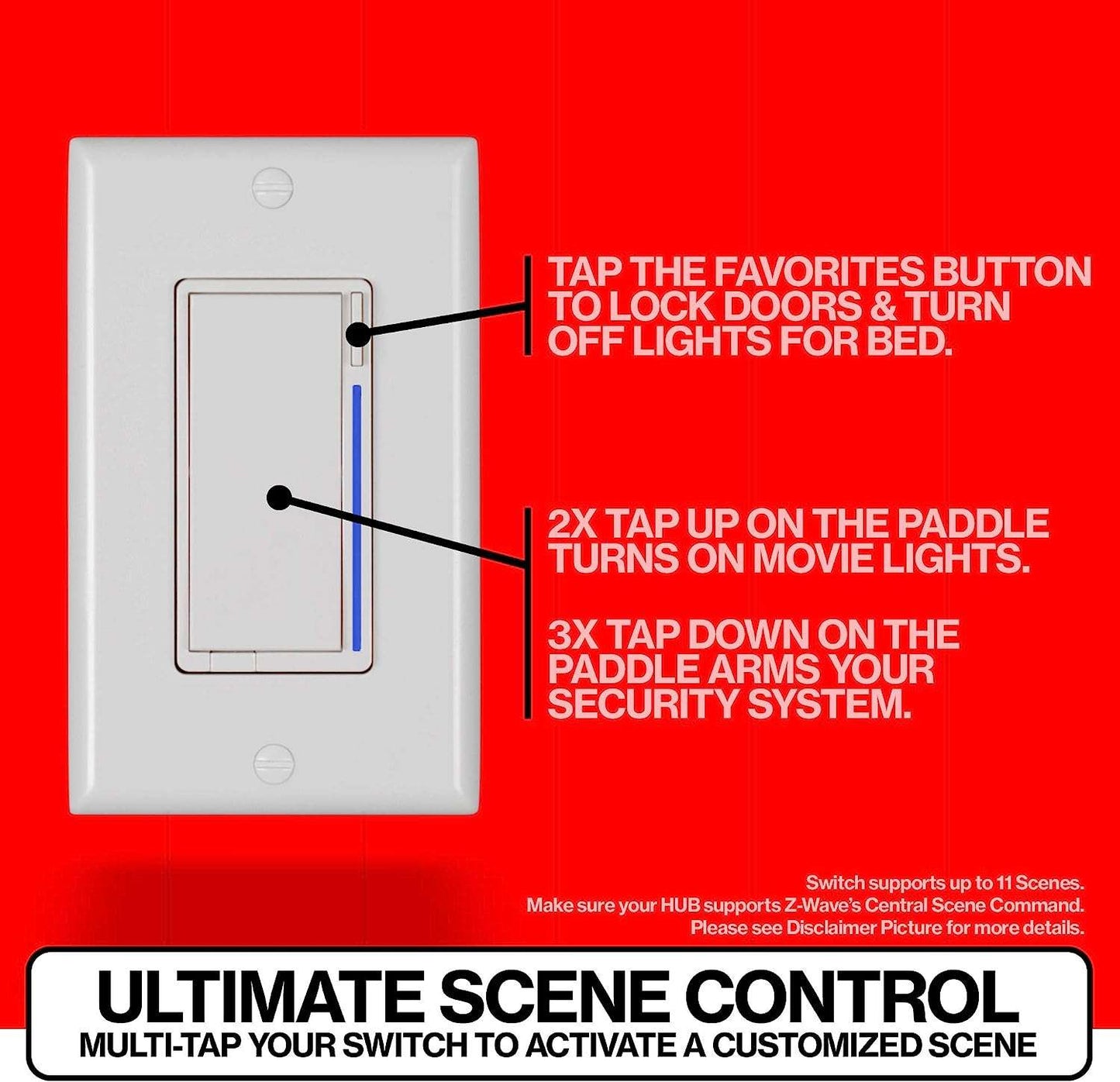 Inovelli Red Series ZWave 800 Series 2-in-1 Wall Dimmer Switch VZW31-SN