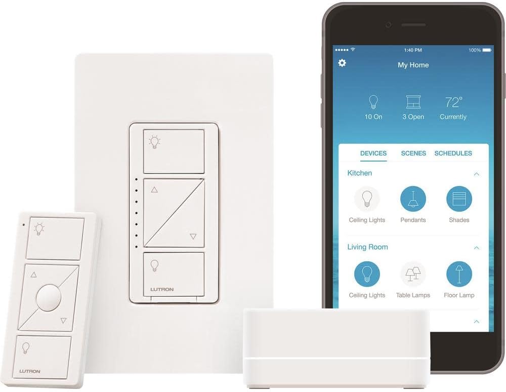 Lutron Caseta Diva Smart Dimmer Starter kit, with Smart Hub and Pico Remote