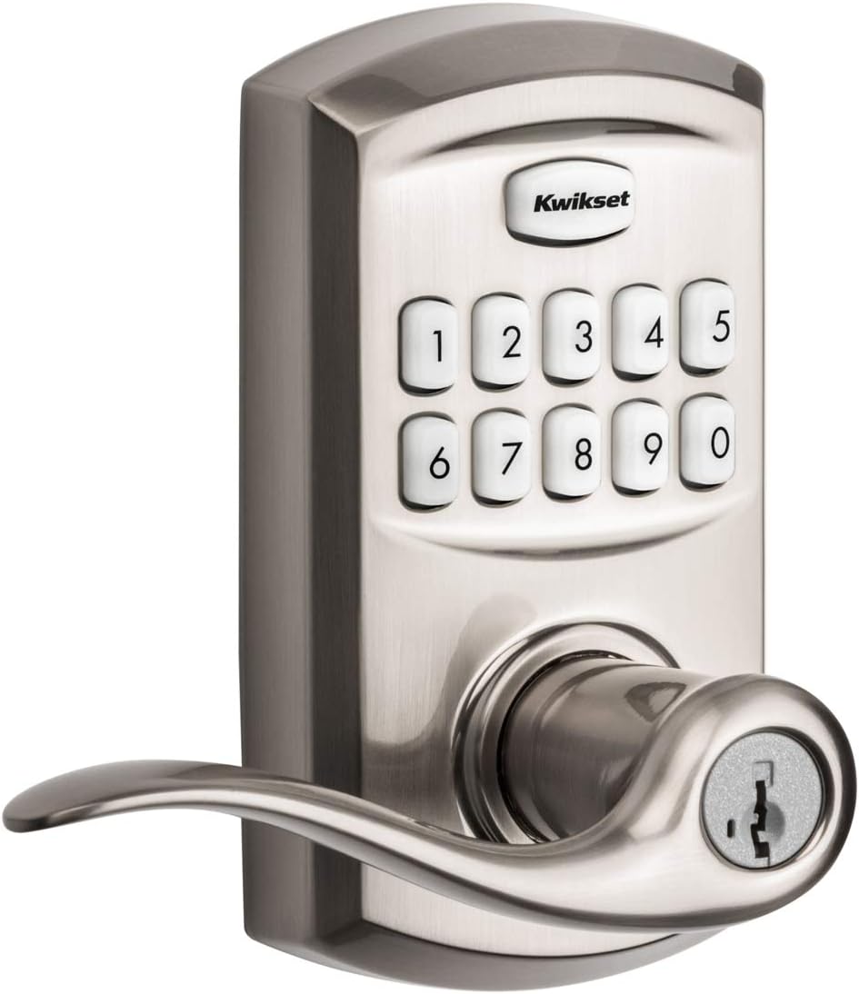 Weiser SmartCode 5 Zwave Plus Motorized Lever Set Lock, Satin Nickel