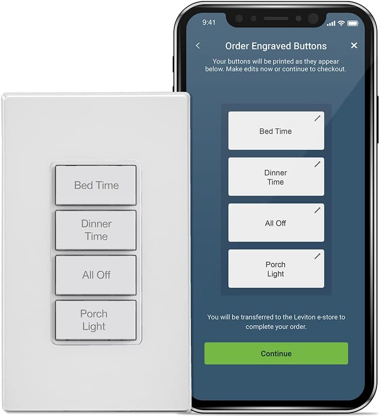 D2SCS-1BW Leviton Decora Smart WiFi Scene Controller with On Off Switch Built In, Gen2