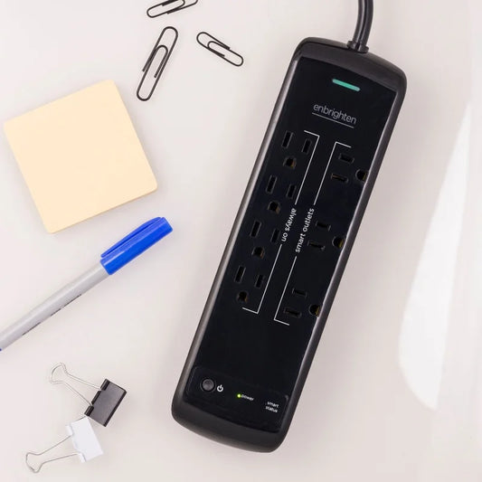 Enbrighten 54525 WiFi Controlled Surge Protector Power Bar, 3 FT Extension Cord, Black