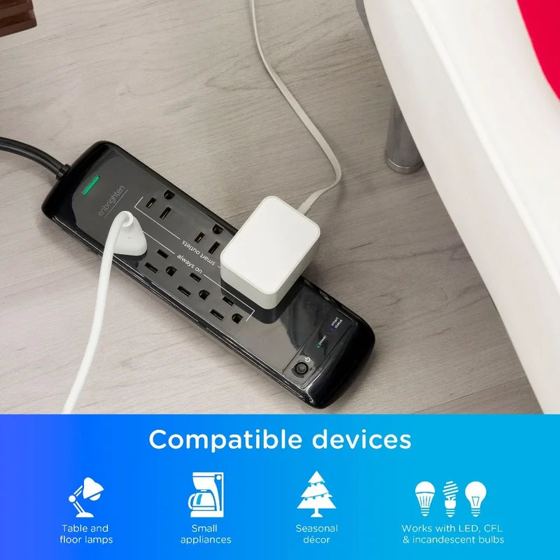 Enbrighten 54525 WiFi Controlled Surge Protector Power Bar, 3 FT Extension Cord, Black