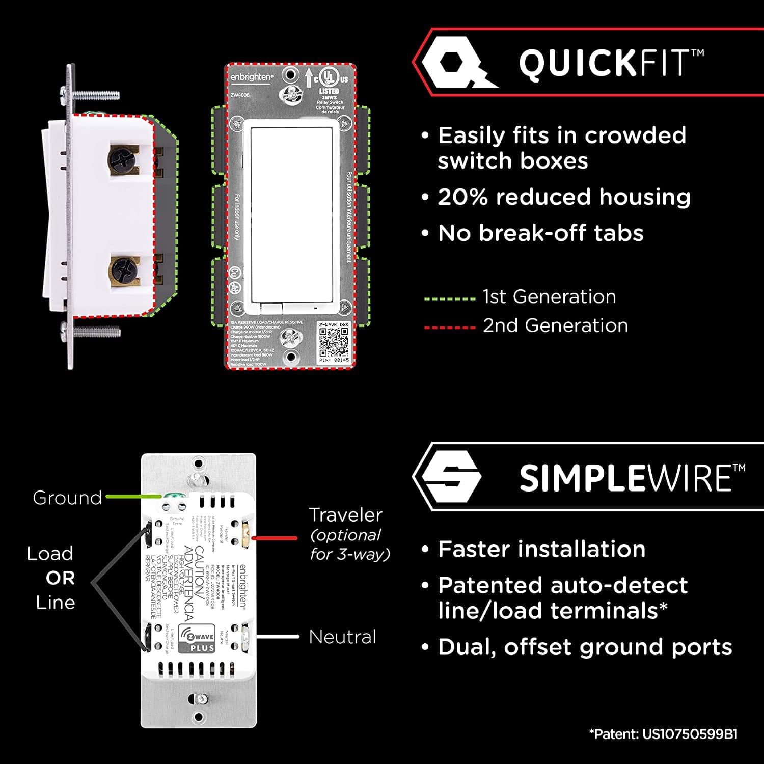 GE Enbrighten Zwave Plus Smart Dimmer With QuickFit and SimpleWire - evergreenly