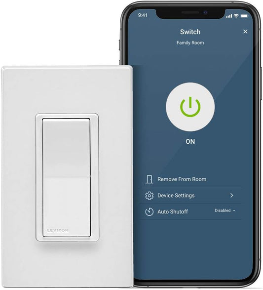 Leviton Decora D215S-1BW Smart 2nd Gen WiFi Switch works with Alexa,Google,HomeKit,Matter